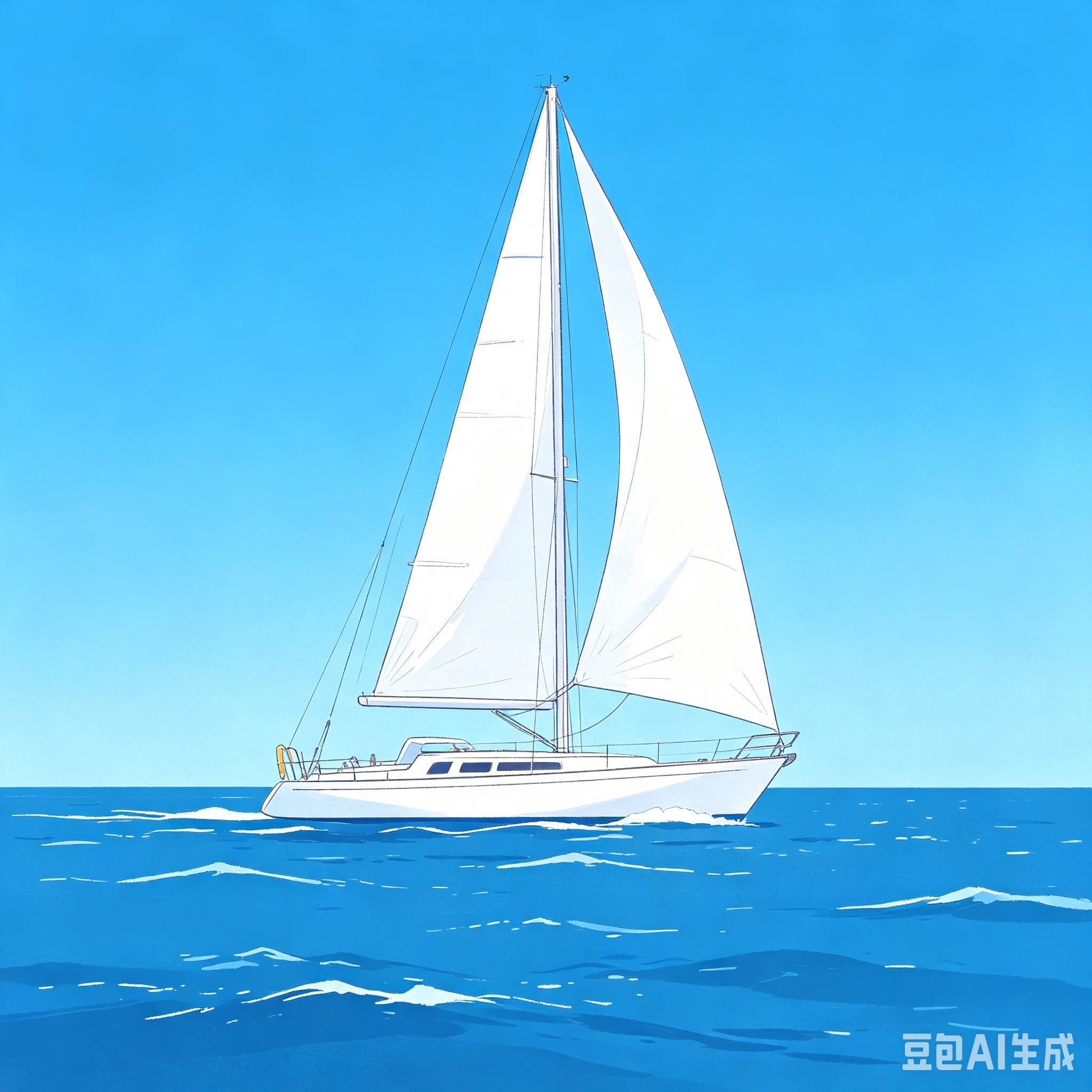 帆船与海鸟